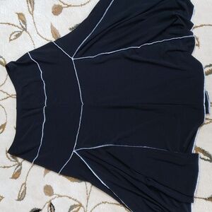 VINTAGE Susan Lawrence Black With White Asymmetry Pull-On Skirt, Size S